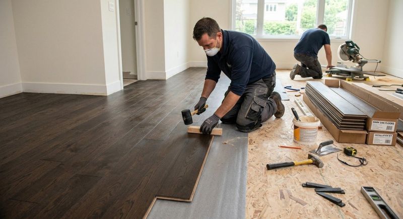 Dark Wood Floor Installation in San Antonio, TX